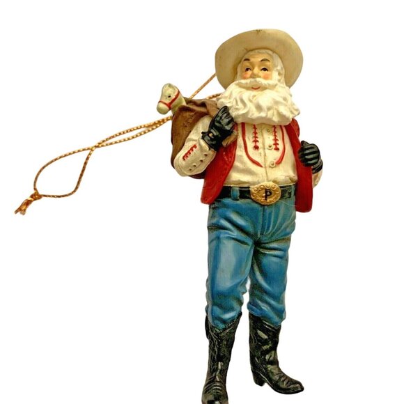 pcc prop Other - Vintage Cowboy Santa Christmas Ornament Hat & Backpack